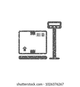 Logistic scale icon in grunge texture. Vintage style vector illustration.