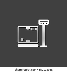 Logistic scale icon in metallic grey color style.Package weight shipping