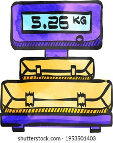 Logistic scale icon in watercolor style.