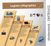 Logistic service cardboard infographics elements with transportation options and delivery chain vector illustration