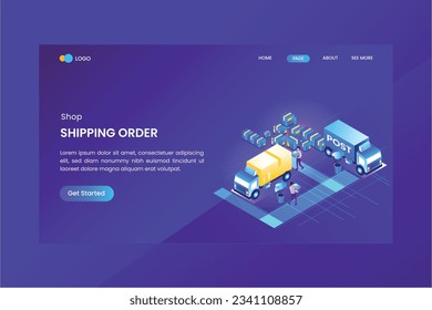 Logistic Service Isometric Concept Landing Page