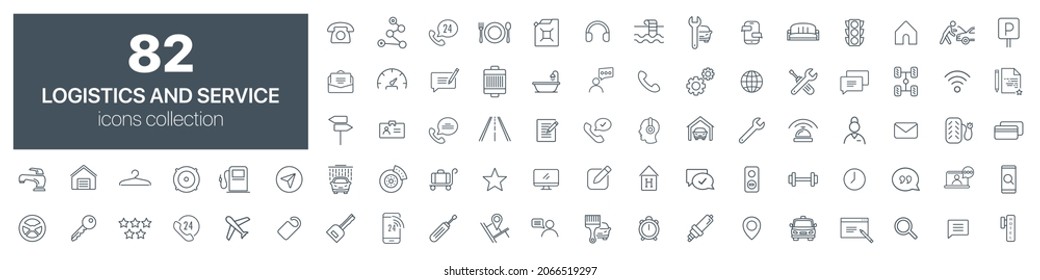 Logistic and service line icons collection. Vector illustration eps10