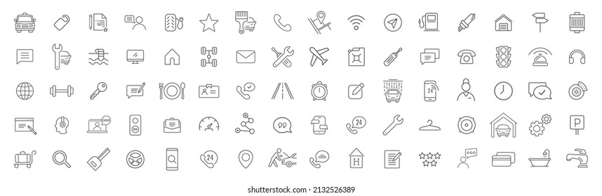 Logistic and service line icons collection. Big UI icon set. Thin outline icons pack. Vector illustration eps10