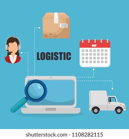 logistic service set icons