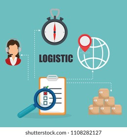 logistic service set icons