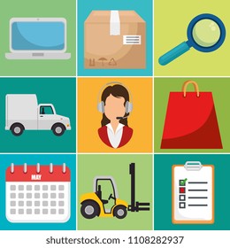 logistic service set icons