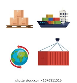 logistic service with set icons vector illustration design