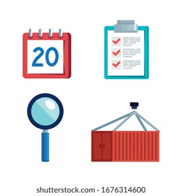 logistic service with set icons vector illustration design