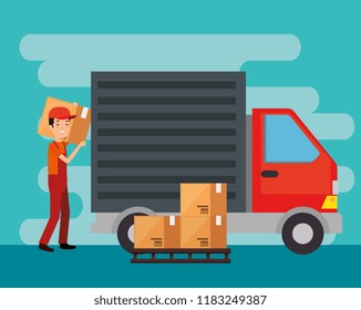 logistic services with delivery worker