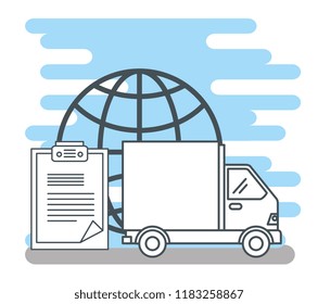 logistic services set icons