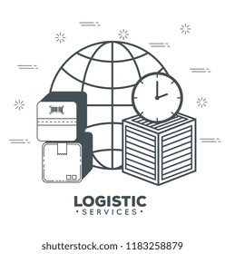 logistic services set icons