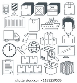 logistic services set icons