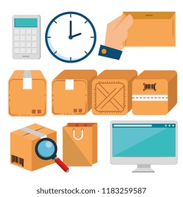 logistic services set icons