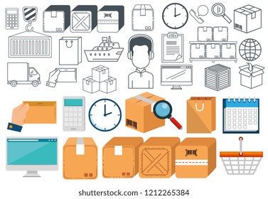 logistic services set icons