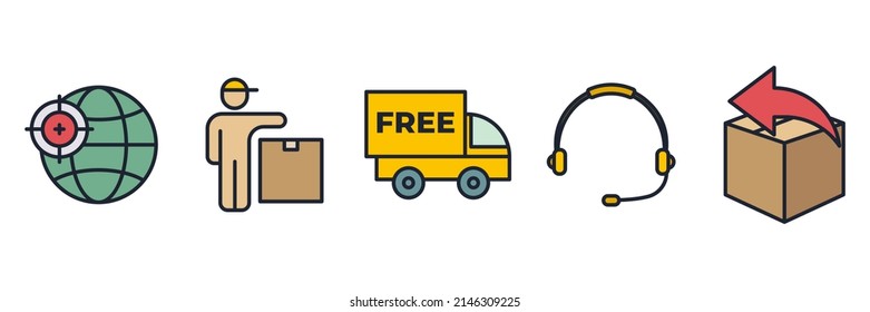 logistic set icon symbol template for graphic and web design collection logo vector illustration
