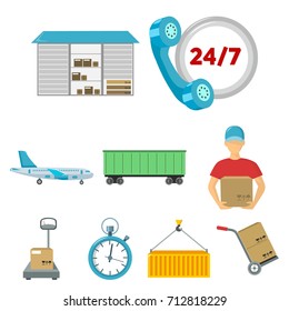 Logistic set icons in cartoon style. Big collection of logistic vector symbol stock illustration