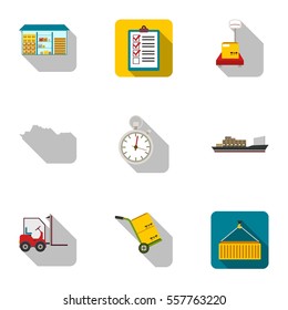 Logistic set icons in flat style. Big collection of logistic vector symbol stock illustration