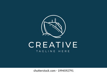 Logistic Ship and Express Delivery Logo Design. Vintage Modern Logo Line Art Design Template