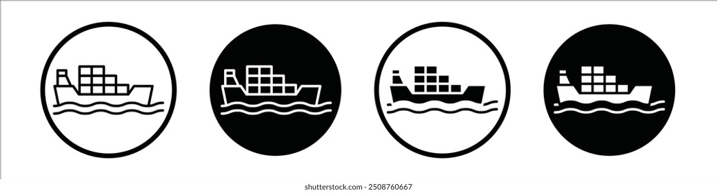 Ícone de navio logístico isolado no fundo branco
