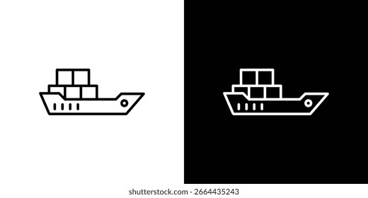Logistic ship icon in line shapes, thin line design vector illustration
