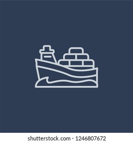 Logistic Ship icon. Logistic Ship linear design concept from Delivery and logistic collection. Simple element vector illustration on dark blue background.