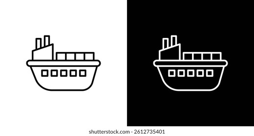 Logistic ship icon set. Black illustration isolated for graphic and web design