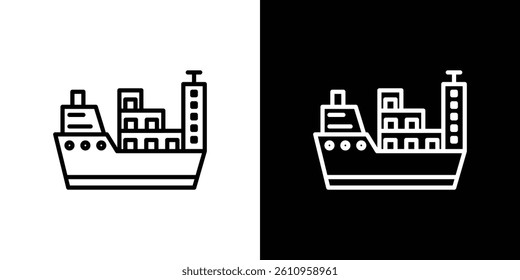 Logistic ship icon Vector isolated outline drawing.