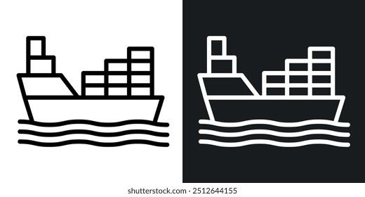 Logistic ship outlined icon vector collection.