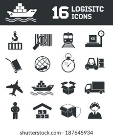 Logistic shipping cargo global export chain icons set vector illustration