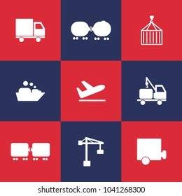 Logistic and Shipping Icons on Background. Flat Vector Icons for Web and Applications