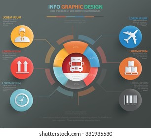 Logistic and shipping info graphic design, clean vector