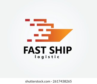 logistic shipping logo, ship with fast icon, logo design inspiration