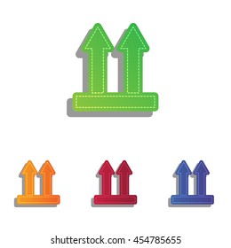 Logistic sign of arrows. Colorfull applique icons set.