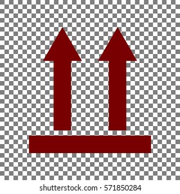 Logistic sign of arrows. Maroon icon on transparent background.