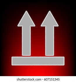Logistic sign of arrows. Postage stam or old photo style on red-black gradient background.