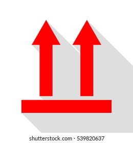 Logistic sign of arrows. Red icon with flat style shadow path.