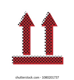 Logistic sign of arrows. Vector. Brown icon with shifted black circle pattern as duplicate at white background. Isolated.