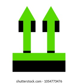 Logistic sign of arrows. Vector. Green 3d icon with black side on white background. Isolated.