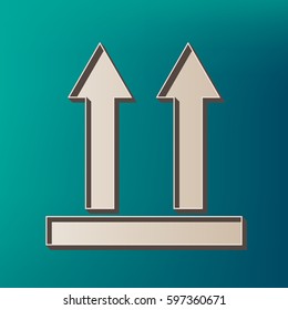 Logistic sign of arrows. Vector. Icon printed at 3d on sea color background.
