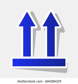 Logistic sign of arrows. Vector. New year bluish icon with outside stroke and gray shadow on light gray background.
