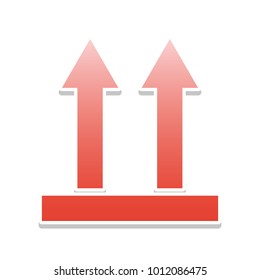 Logistic sign of arrows. Vector. Reddish icon with white and gray shadow on white background. Isolated.