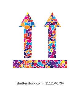 Logistic sign of arrows. Vector. Stained glass icon on white background. Colorful polygons. Isolated.