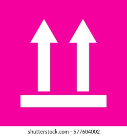 Logistic sign of arrows. White icon at magenta background.