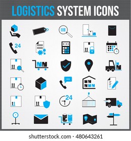 Logistic system vector icon colour set
