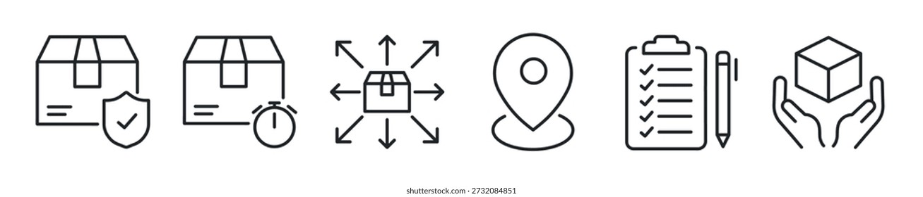 Logistisches Symbol für dünne Linie. Web-Minimalsymbole