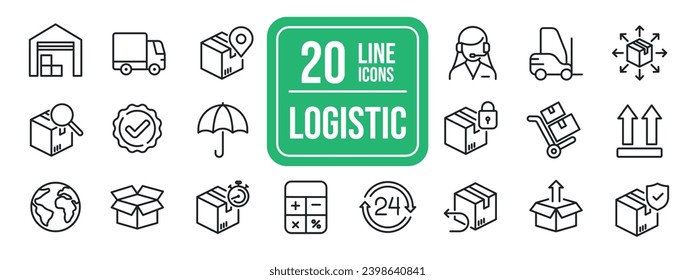 Logistic thin line icons. For website marketing design, logo, app, template, ui, etc. Vector illustration.