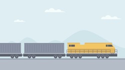 Logistic Train System Vector. Railway Transportation. Rail Freight Concept.
