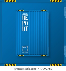Logistic transport business corporate Identity Templates for flyers brochure. Annual report cover abstract style on container background in a4 size. Cargo logistic industry.  Vector Illustration.