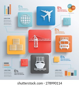 Logistic and transport concept design clean background,clean vector