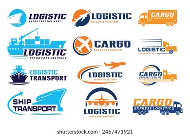 Colección de diseño de logotipo de transporte logístico